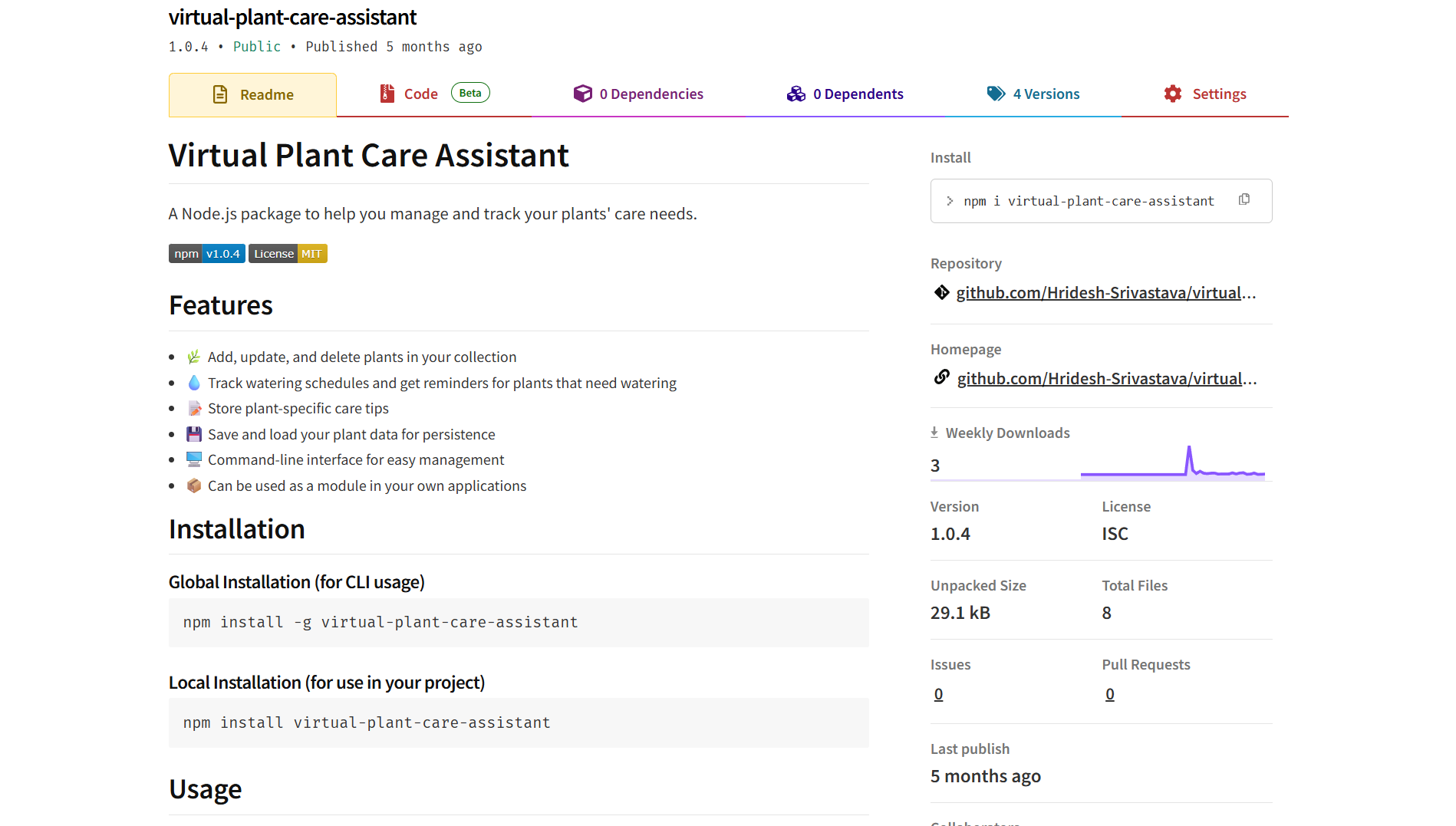 Virtual Plant Care Assistant